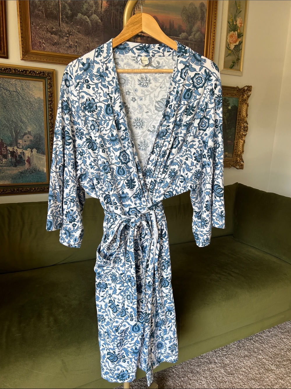 Vera Bradley Cotton Knit Blue and White Floral Robe